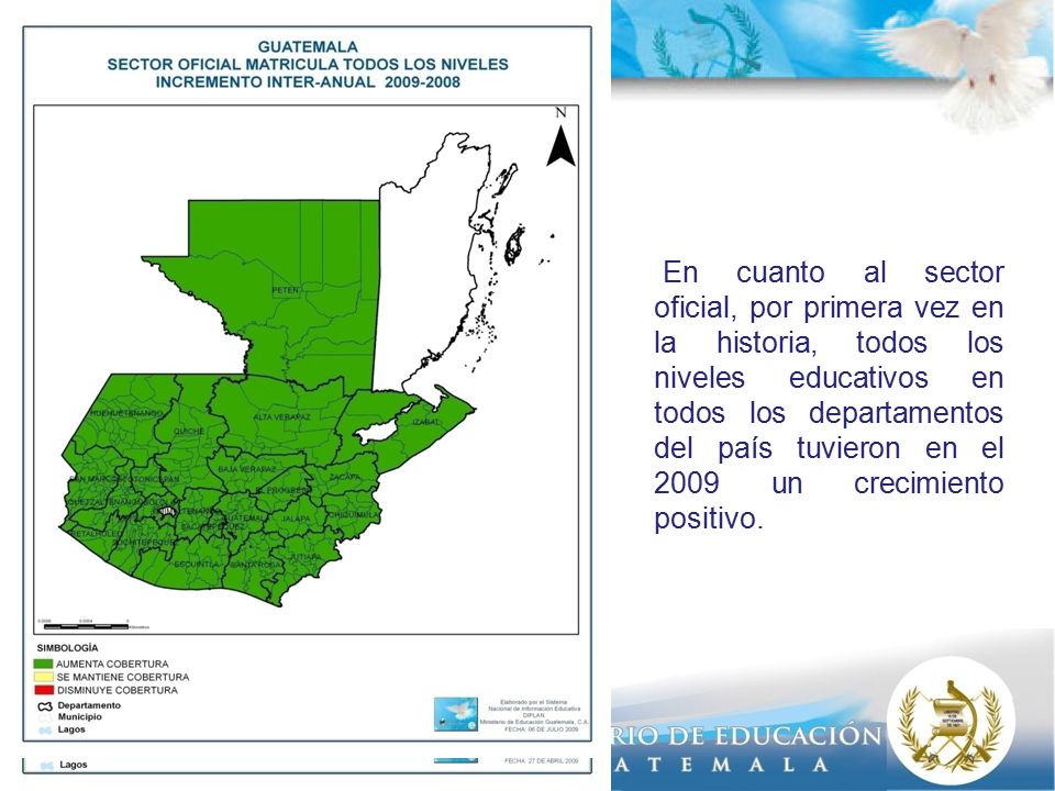 GUATEMALA SECTOR OFICIAL MATRICULA TODOS LOS NIVELES. INCREMENTO INTER – ANUAL