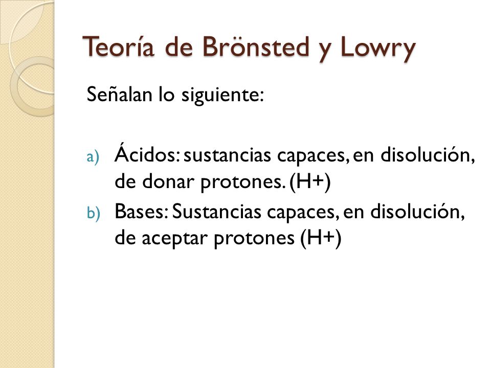 Teoría de Brönsted y Lowry