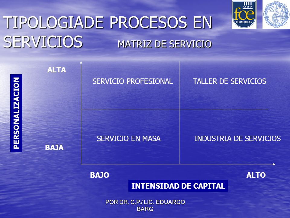 TIPOLOGIADE PROCESOS EN SERVICIOS MATRIZ DE SERVICIO