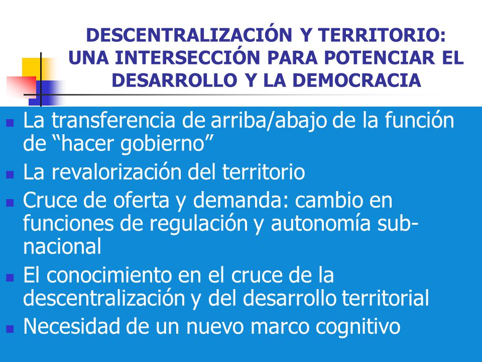 La transferencia de arriba/abajo de la función de hacer gobierno