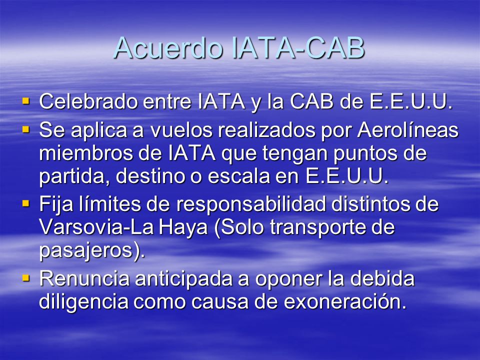 Acuerdo IATA-CAB Celebrado entre IATA y la CAB de E.E.U.U.