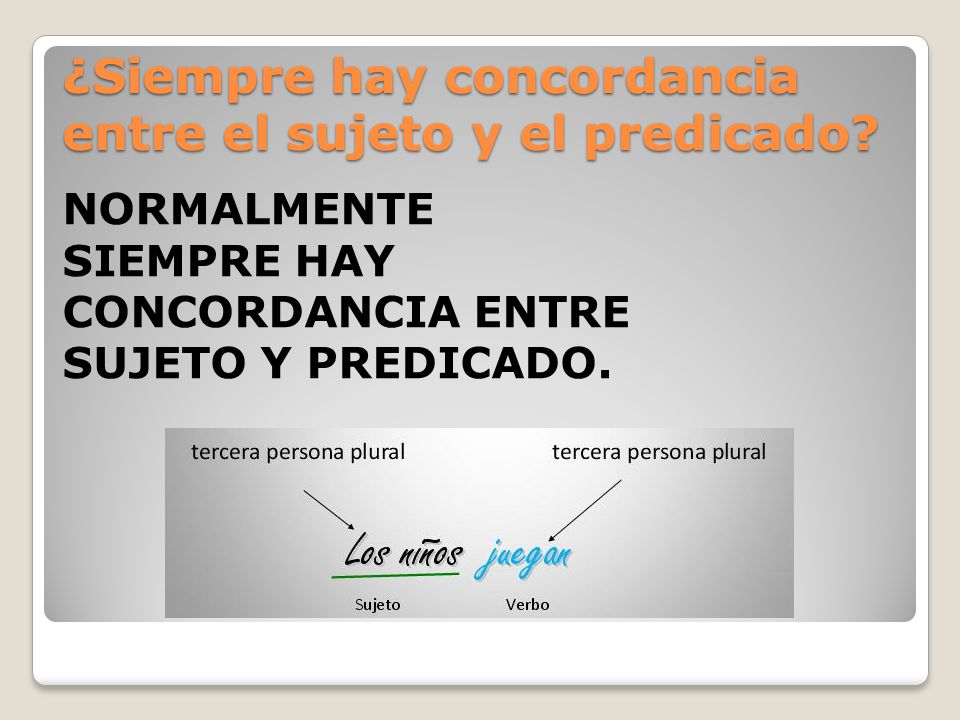 ¿Siempre hay concordancia entre el sujeto y el predicado