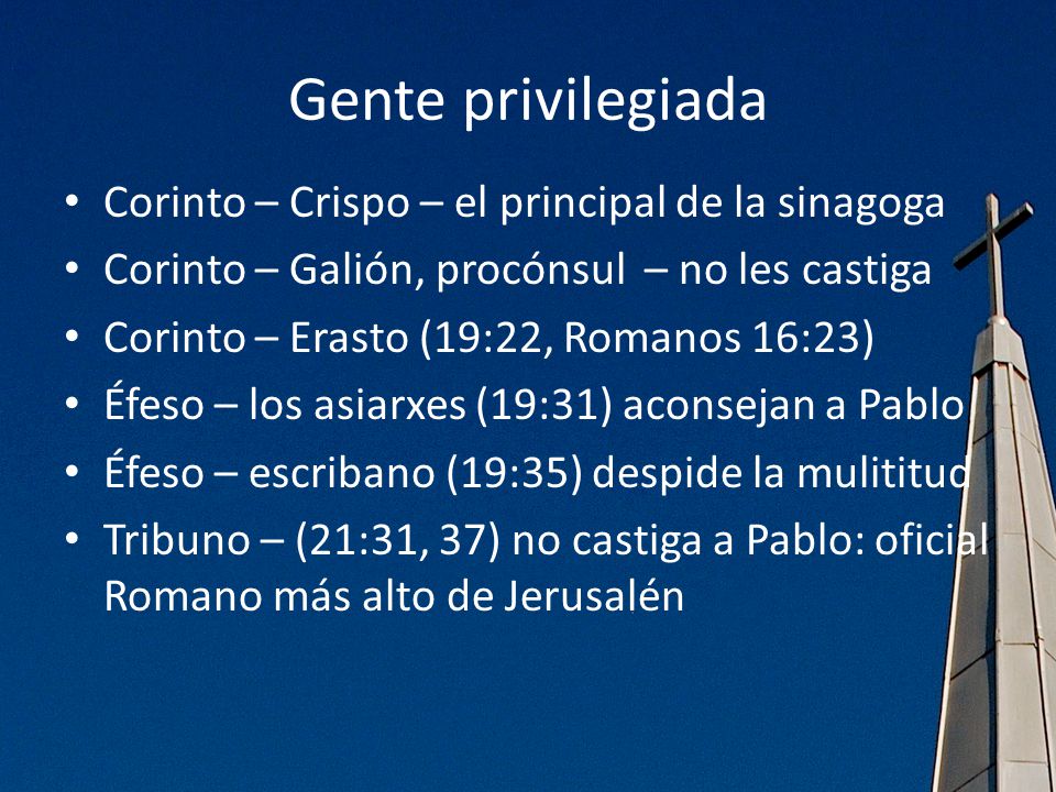 Gente privilegiada Corinto – Crispo – el principal de la sinagoga