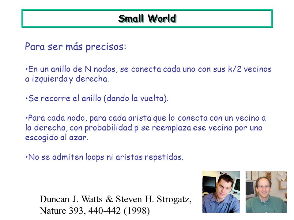 Duncan J. Watts & Steven H. Strogatz, Nature 393, (1998)