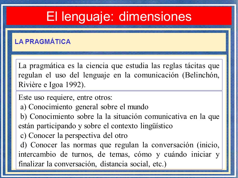 El lenguaje: dimensiones