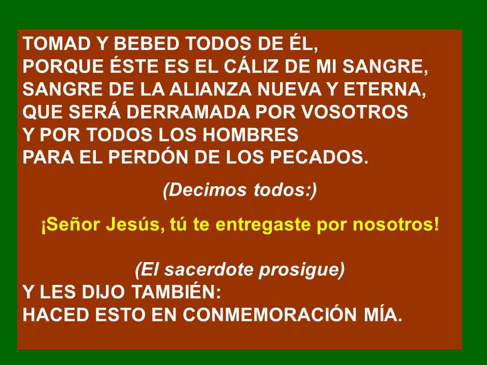 ¡Señor Jesús, tú te entregaste por nosotros! (El sacerdote prosigue)