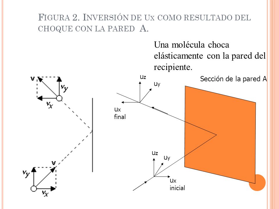 Figura 2. Inversión de ux como resultado del choque con la pared A.