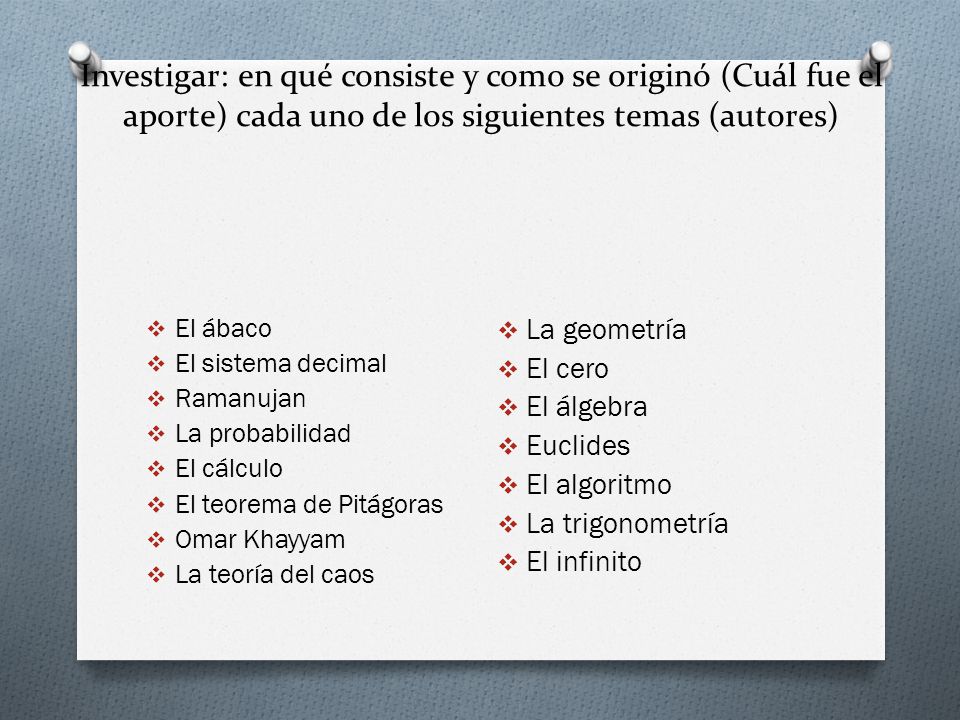 Investigar: en qué consiste y como se originó (Cuál fue el aporte) cada uno de los siguientes temas (autores)