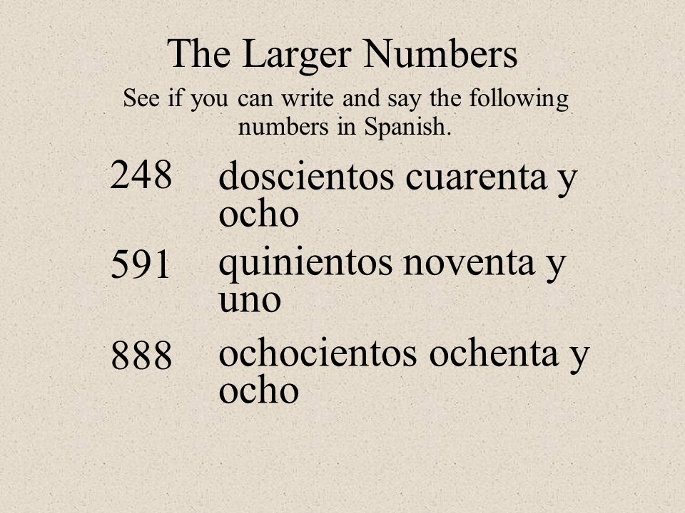 See if you can write and say the following numbers in Spanish.