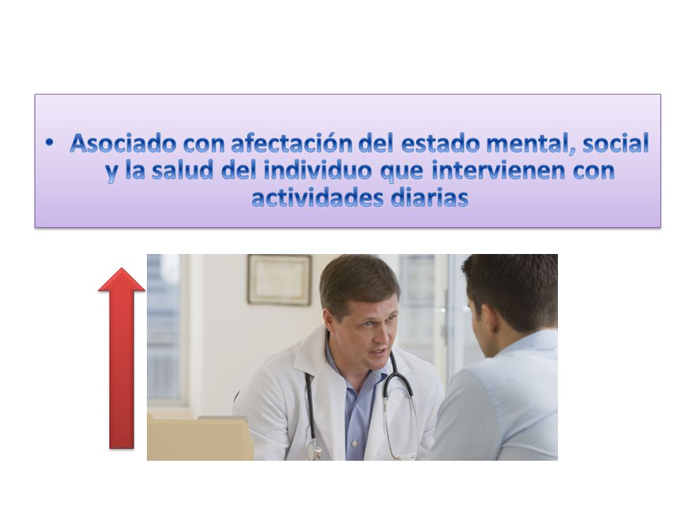 Asociado con afectación del estado mental, social y la salud del individuo que intervienen con actividades diarias