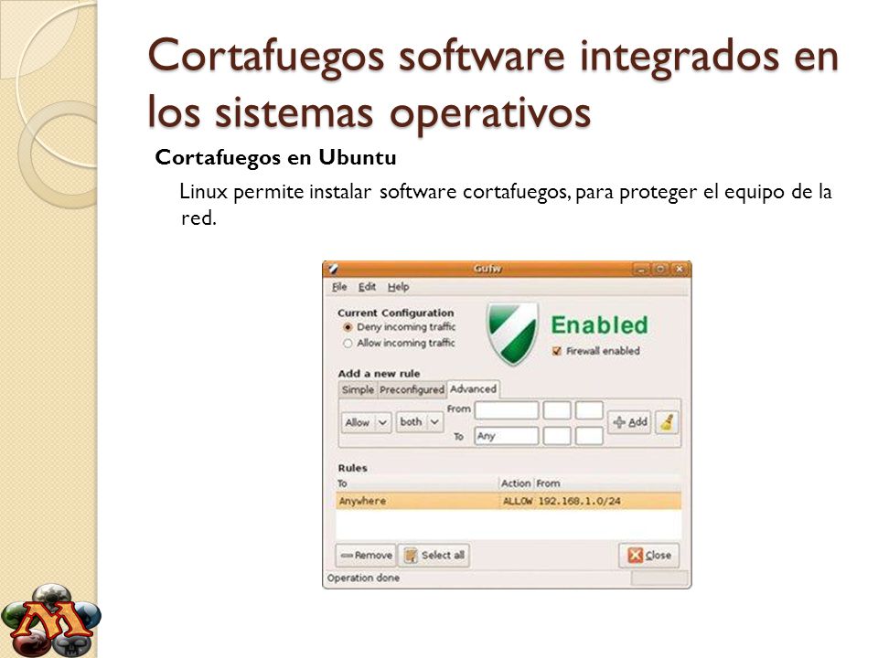 Cortafuegos software integrados en los sistemas operativos