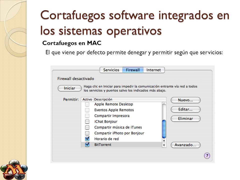 Cortafuegos software integrados en los sistemas operativos