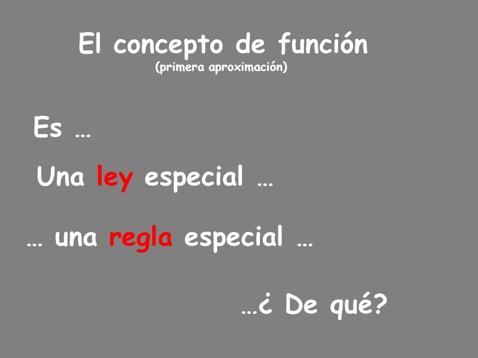 El concepto de función Es … Una ley especial … … una regla especial …