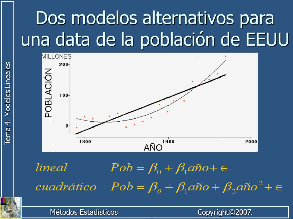Dos modelos alternativos para una data de la población de EEUU