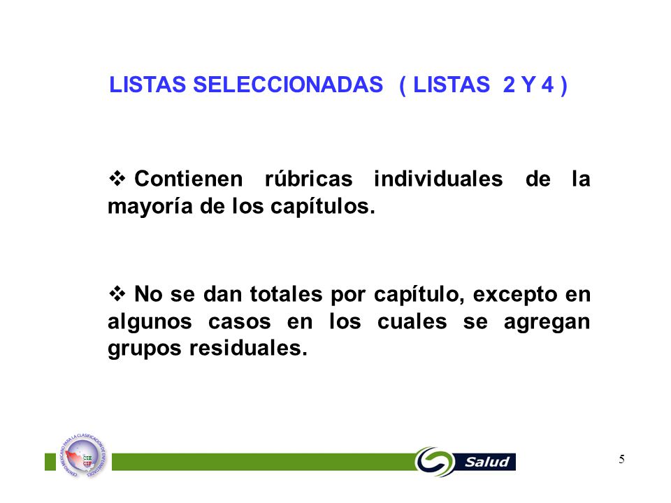 LISTAS SELECCIONADAS ( LISTAS 2 Y 4 )