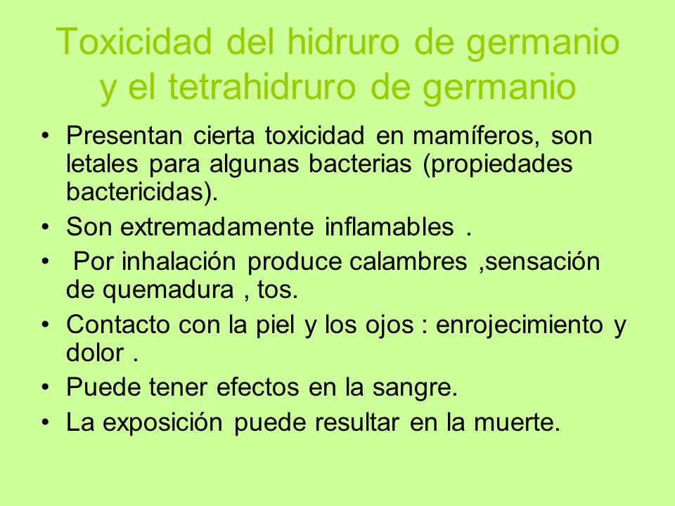 Toxicidad del hidruro de germanio y el tetrahidruro de germanio