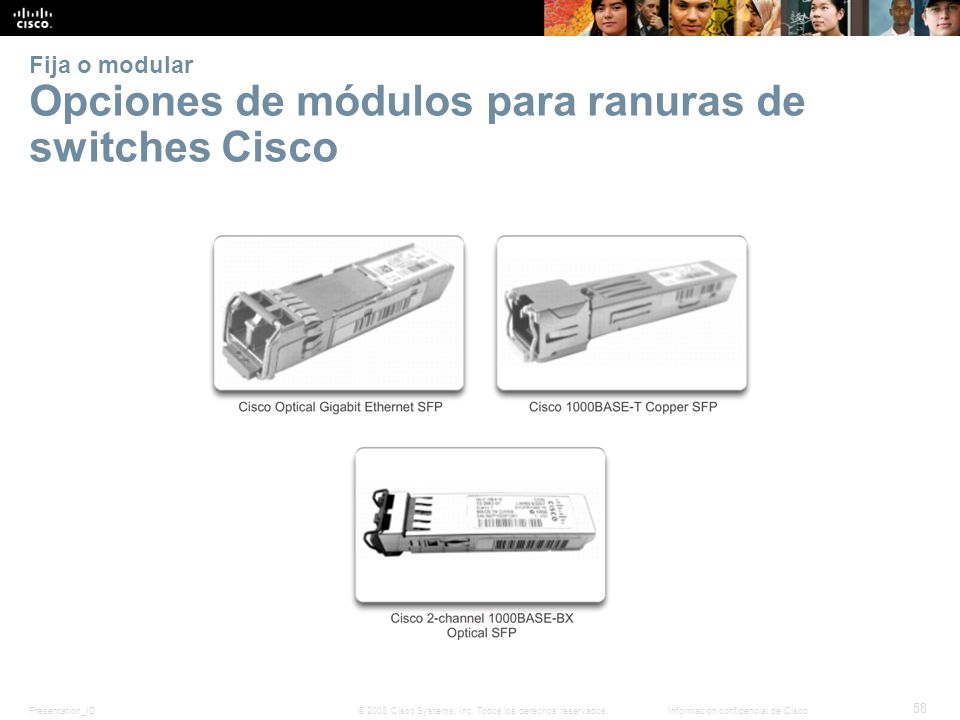 Fija o modular Opciones de módulos para ranuras de switches Cisco