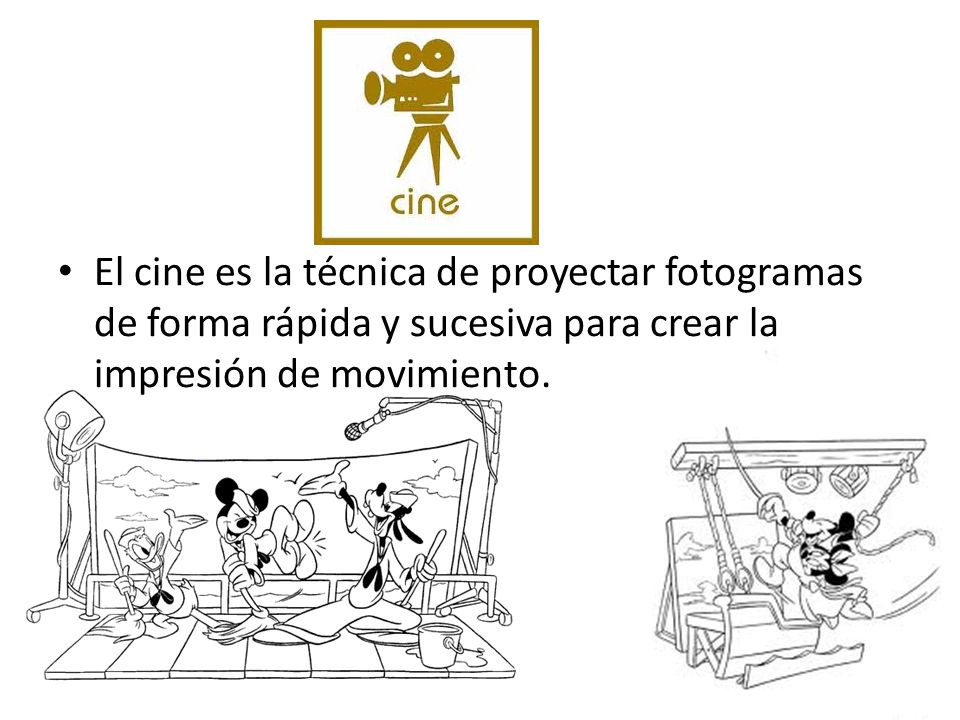 El cine es la técnica de proyectar fotogramas de forma rápida y sucesiva para crear la impresión de movimiento.