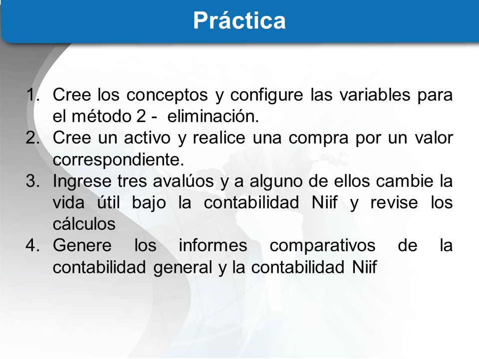 Práctica Cree los conceptos y configure las variables para el método 2 - eliminación.