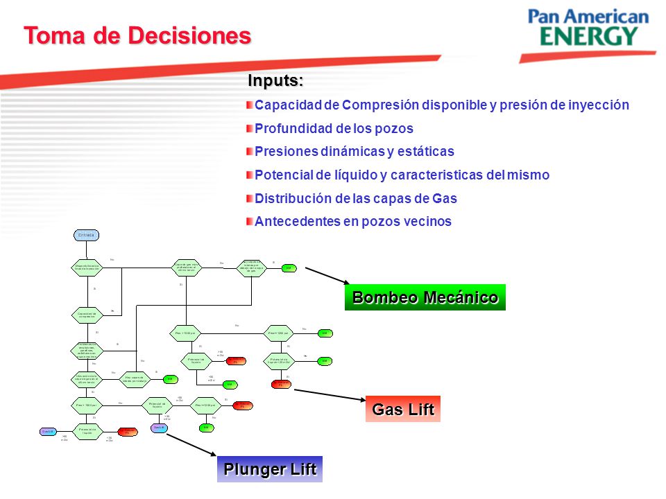 Toma de Decisiones Inputs: Bombeo Mecánico Gas Lift Plunger Lift
