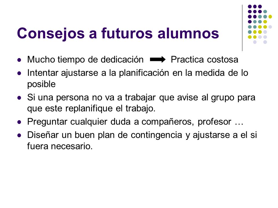 Consejos a futuros alumnos