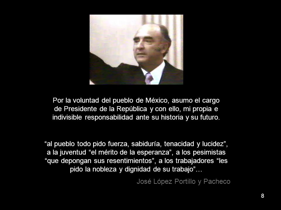 Por la voluntad del pueblo de México, asumo el cargo de Presidente de la República y con ello, mi propia e indivisible responsabilidad ante su historia y su futuro.