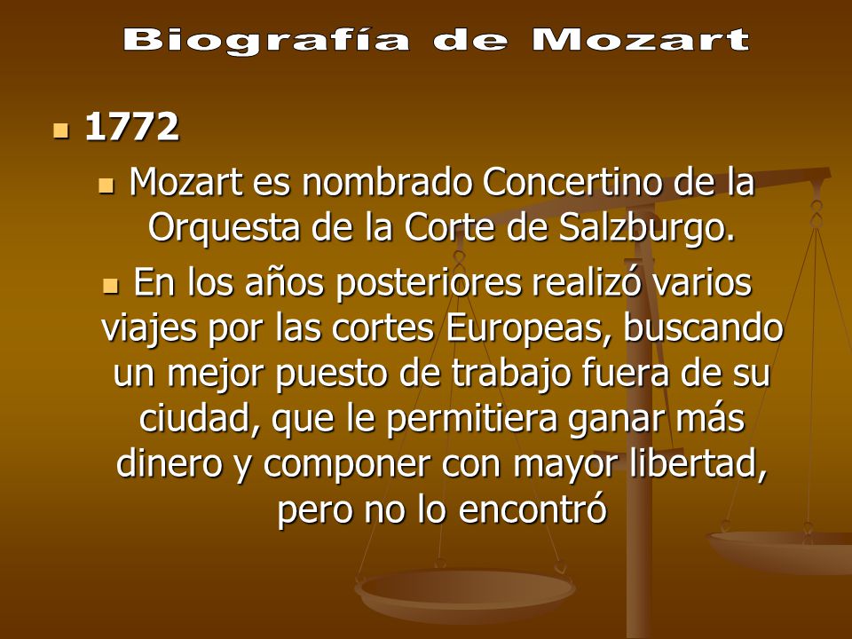 Mozart es nombrado Concertino de la Orquesta de la Corte de Salzburgo.