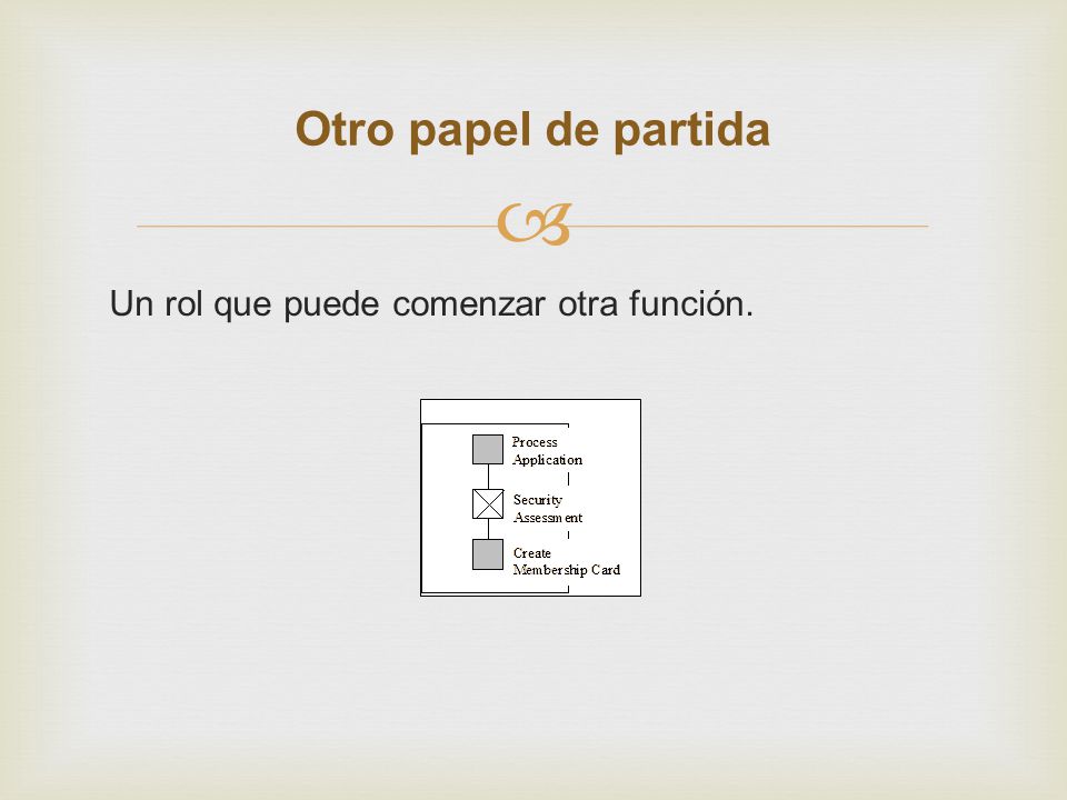 Otro papel de partida Un rol que puede comenzar otra función.