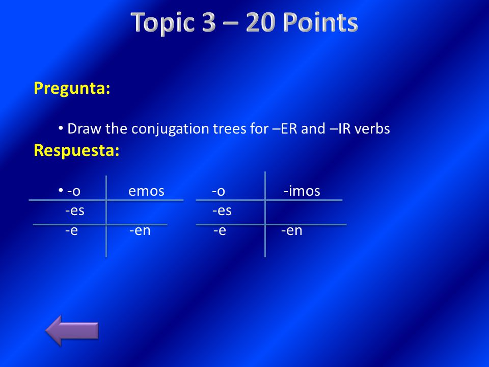 Topic 3 – 20 Points Pregunta: Respuesta: