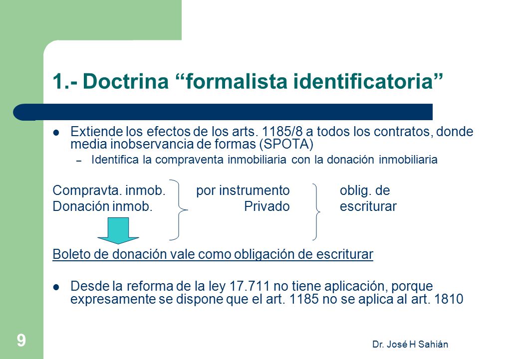 1.- Doctrina formalista identificatoria
