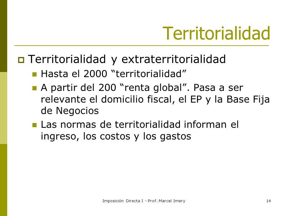 Imposición Directa I - Prof. Marcel Imery