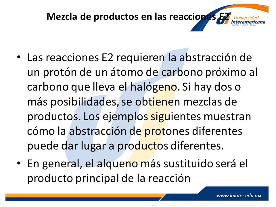 Mezcla de productos en las reacciones E2