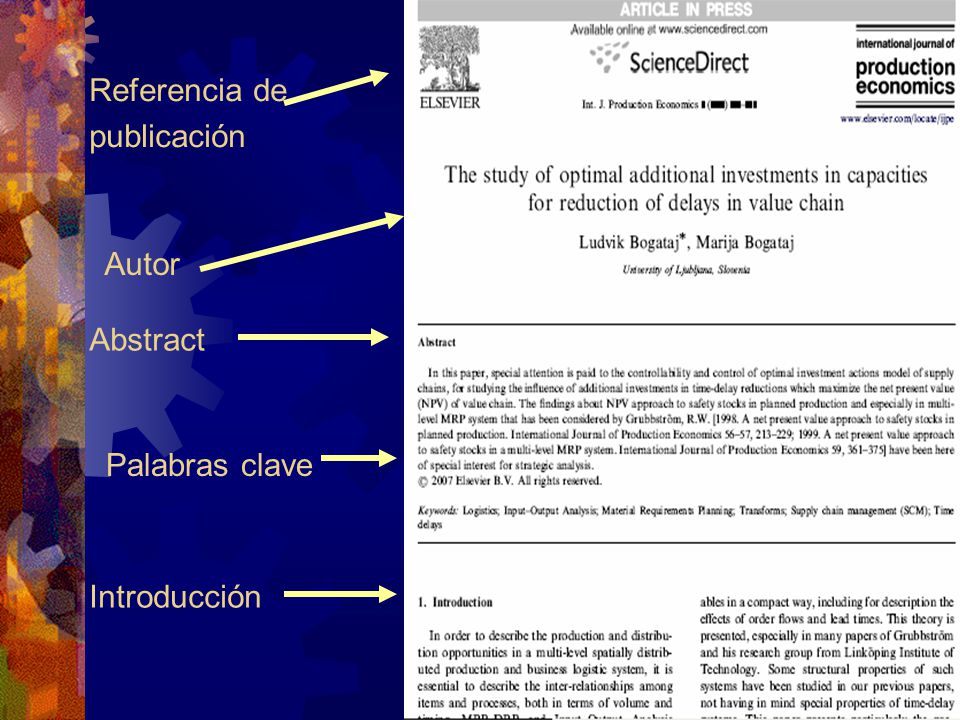 Referencia de publicación Autor Abstract Palabras clave Introducción
