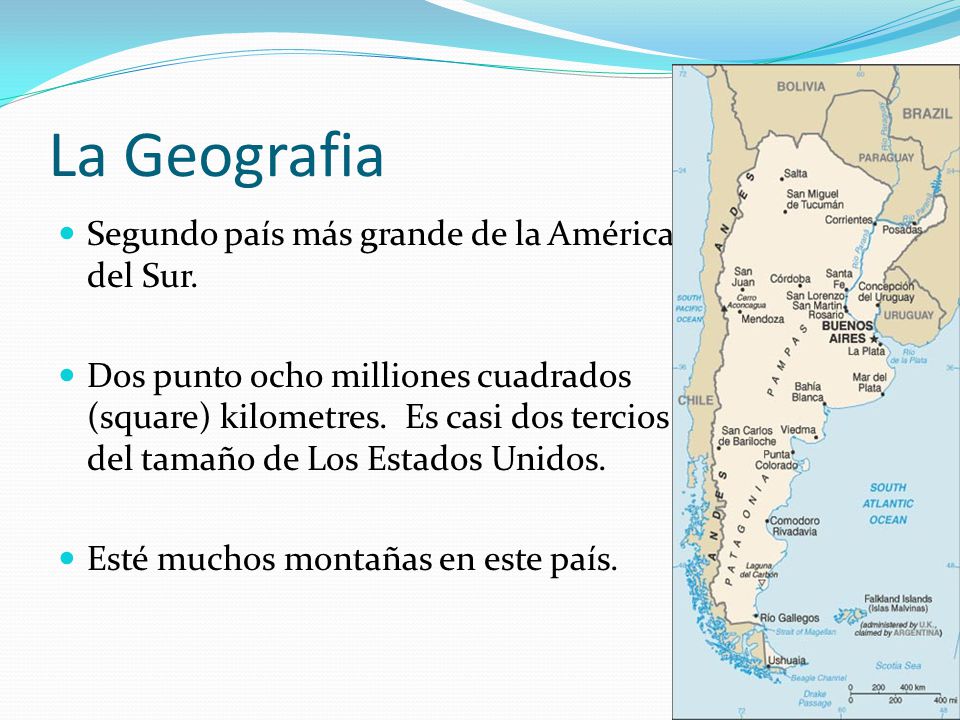 La Geografia Segundo país más grande de la América del Sur.
