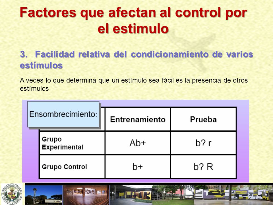 Factores que afectan al control por el estimulo