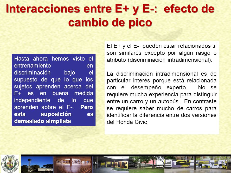 Interacciones entre E+ y E-: efecto de cambio de pico