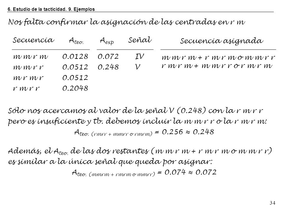 Nos falta confirmar la asignación de las centradas en r m