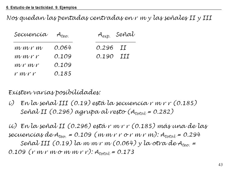 Nos quedan las pentadas centradas en r m y las señales II y III