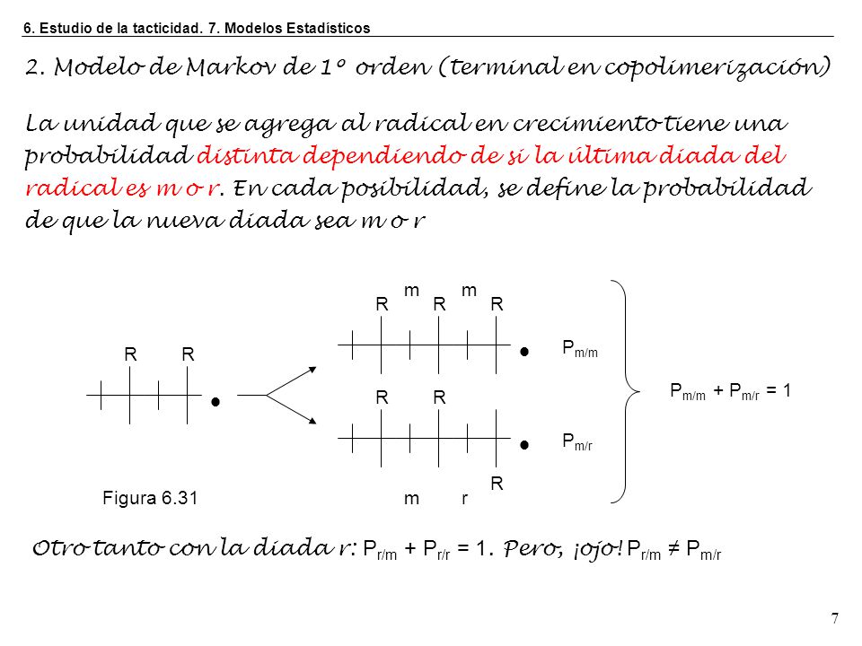  2. Modelo de Markov de 1º orden (terminal en copolimerización)