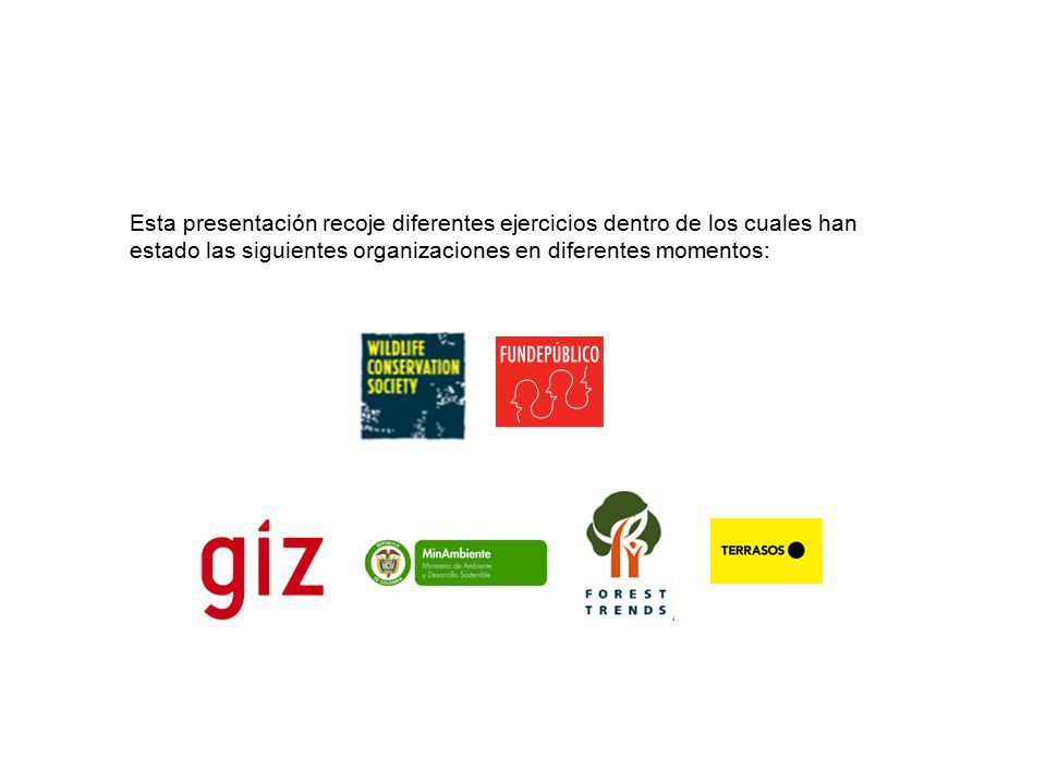 Esta presentación recoje diferentes ejercicios dentro de los cuales han estado las siguientes organizaciones en diferentes momentos: