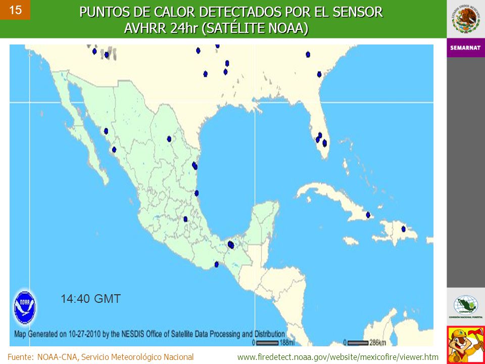PUNTOS DE CALOR DETECTADOS POR EL SENSOR AVHRR 24hr (SATÉLITE NOAA)