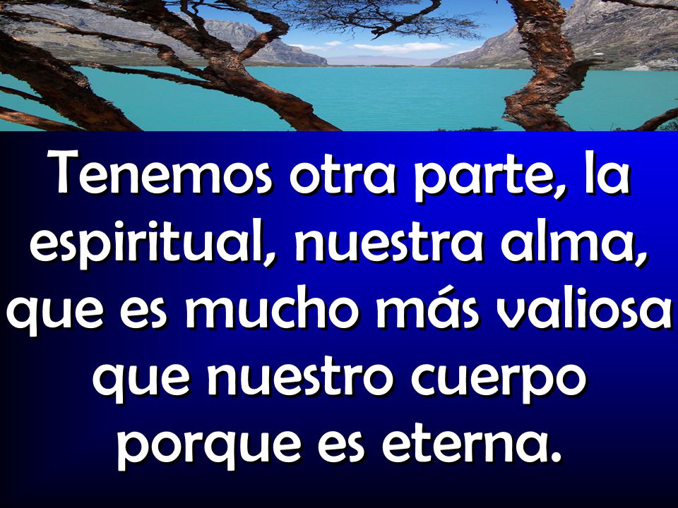 Tenemos otra parte, la espiritual, nuestra alma, que es mucho más valiosa que nuestro cuerpo porque es eterna.