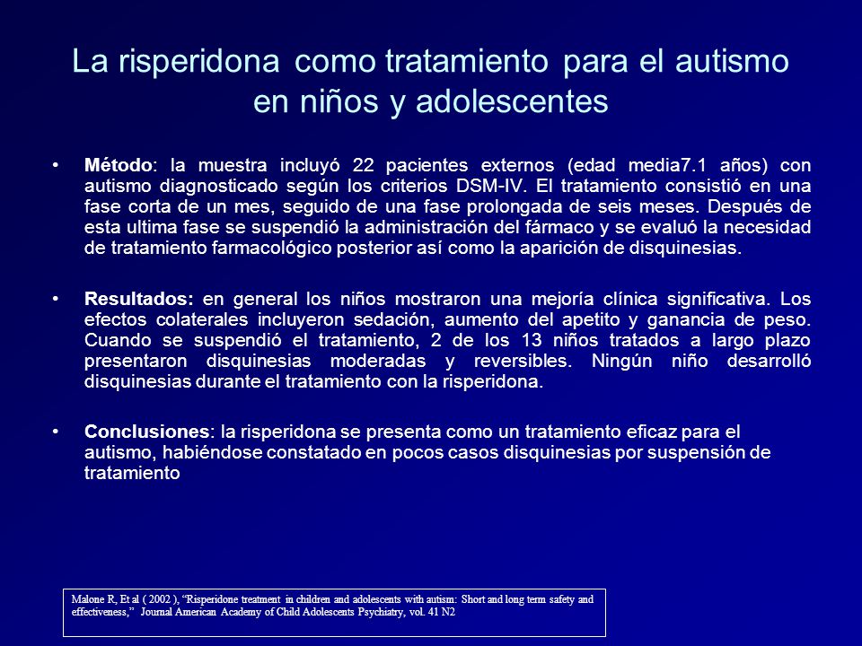 La risperidona como tratamiento para el autismo en niños y adolescentes