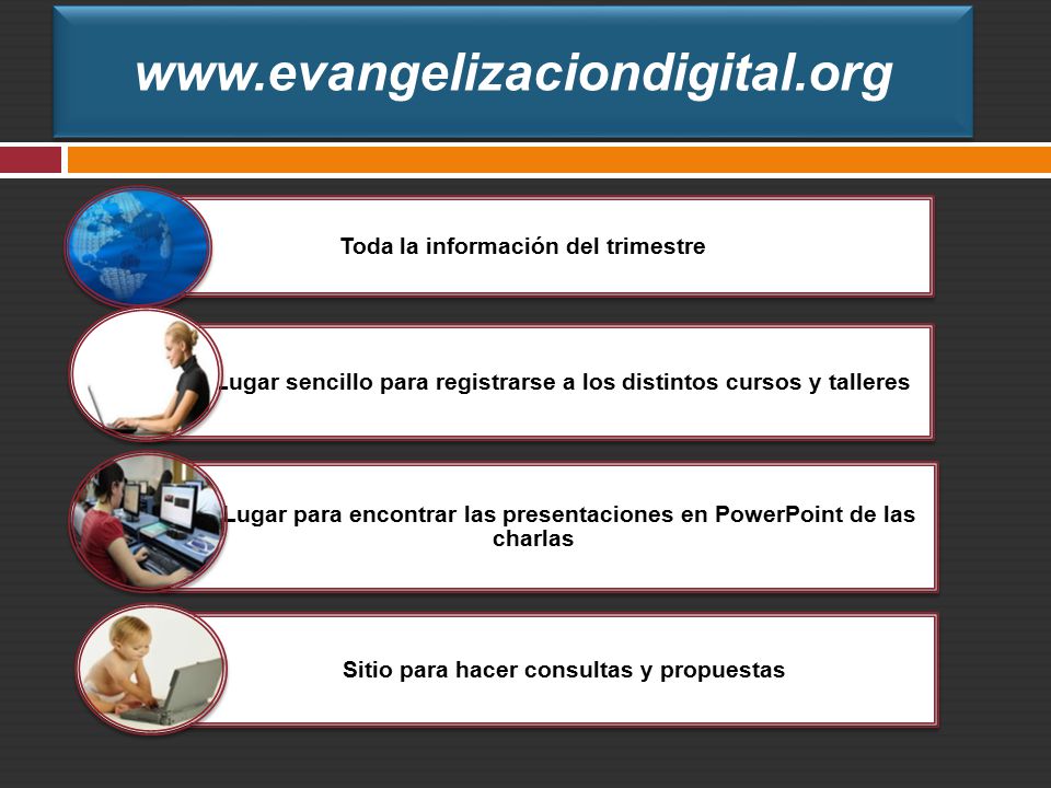 Toda la información del trimestre. Lugar sencillo para registrarse a los distintos cursos y talleres.