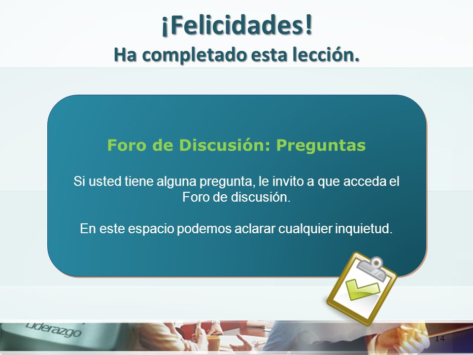 ¡Felicidades! Ha completado esta lección.