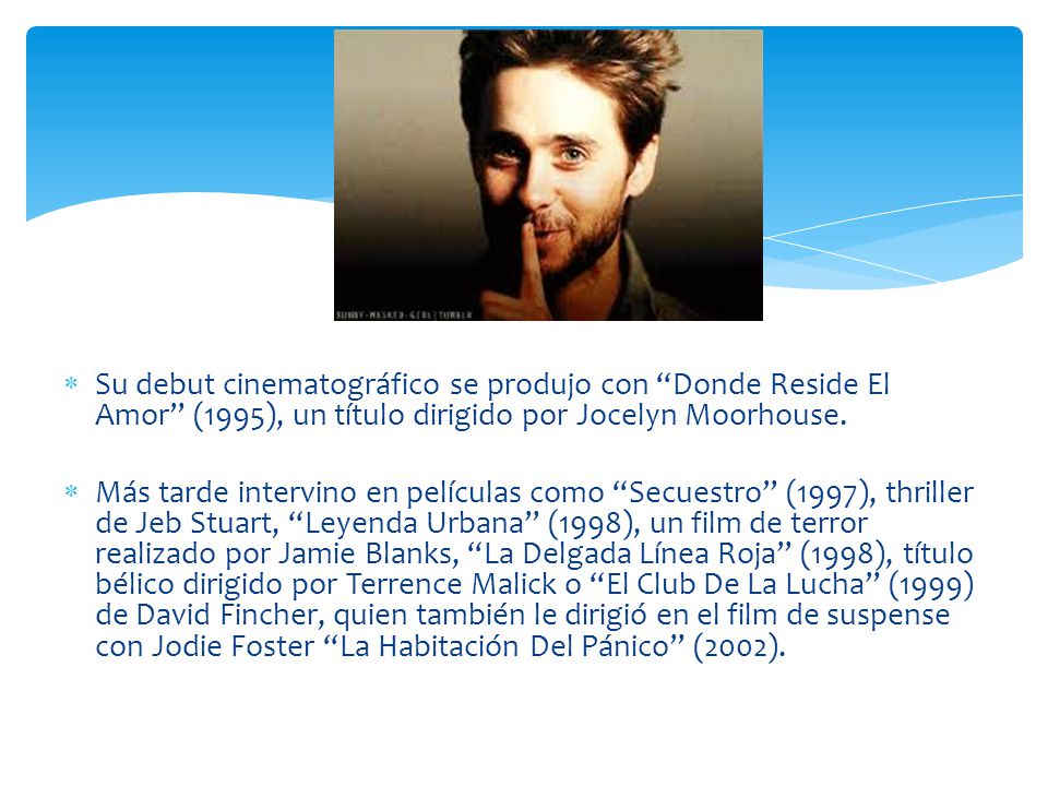 Su debut cinematográfico se produjo con Donde Reside El Amor (1995), un título dirigido por Jocelyn Moorhouse.