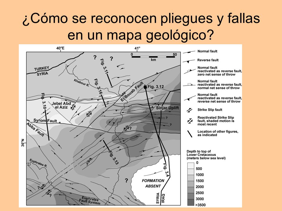 ¿Cómo se reconocen pliegues y fallas en un mapa geológico