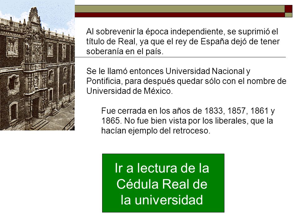 Ir a lectura de la Cédula Real de la universidad