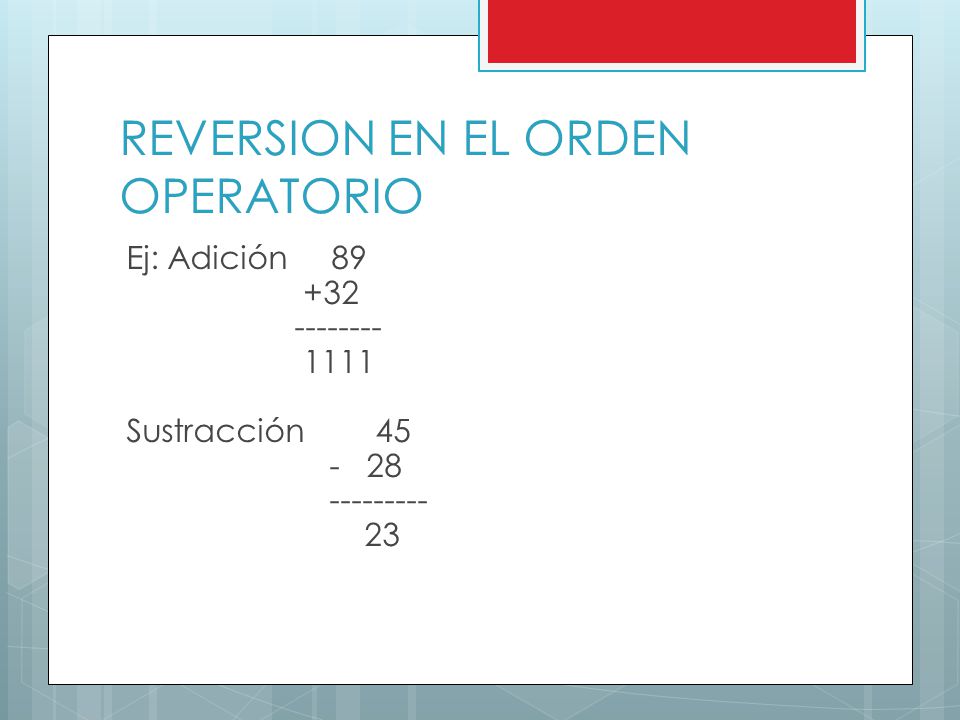 REVERSION EN EL ORDEN OPERATORIO
