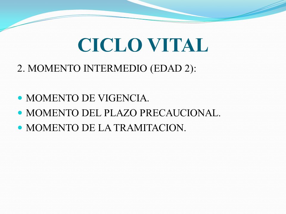 CICLO VITAL 2. MOMENTO INTERMEDIO (EDAD 2): MOMENTO DE VIGENCIA.